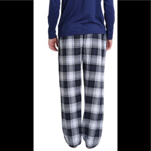 NEW SLEEP HERO Navy Plaid Flannel Lounge Set-Sze L - Picture 4 of 10